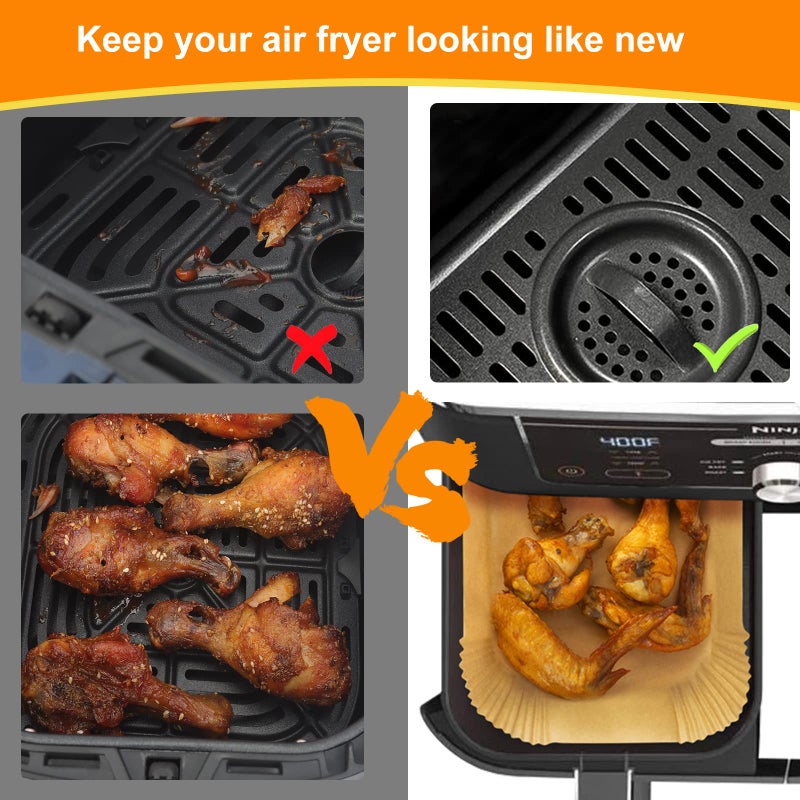 MooManGoo Air Fryer Disposable Liners, Air Fryer Liners Rectangle 8.6x 5.5'', Air fryer Parchment Paper Liners, Accessories Baking Paper (100pcs) - Image 2